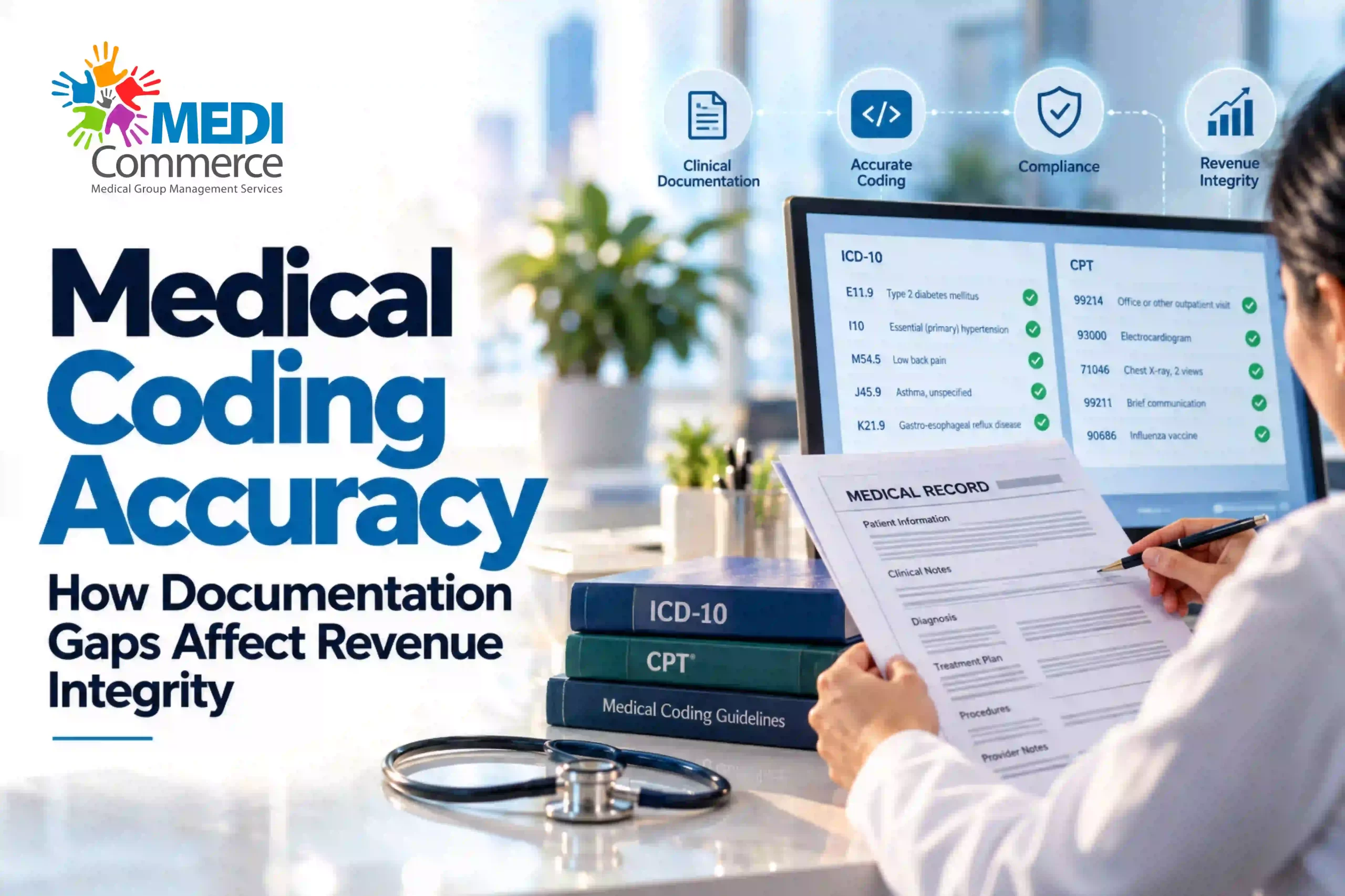Medical coding accuracy and clinical documentation review to help healthcare providers reduce claim denials and maintain revenue integrity.